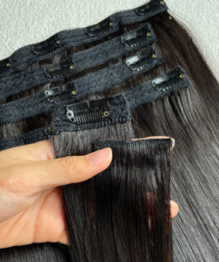 Tóc kẹp phím thật set 7 dải – Kẹp chân vải truyền thống cao cấp